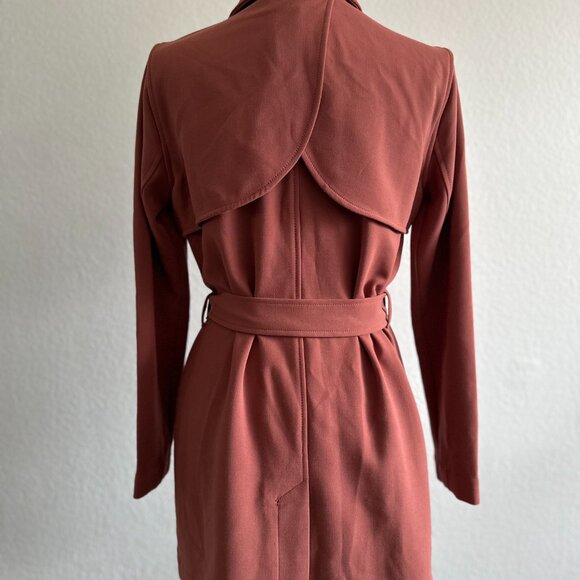 🧥 Abercrombie & Fitch Rust Red Trench Coat – Size Small - Picture 4 of 12